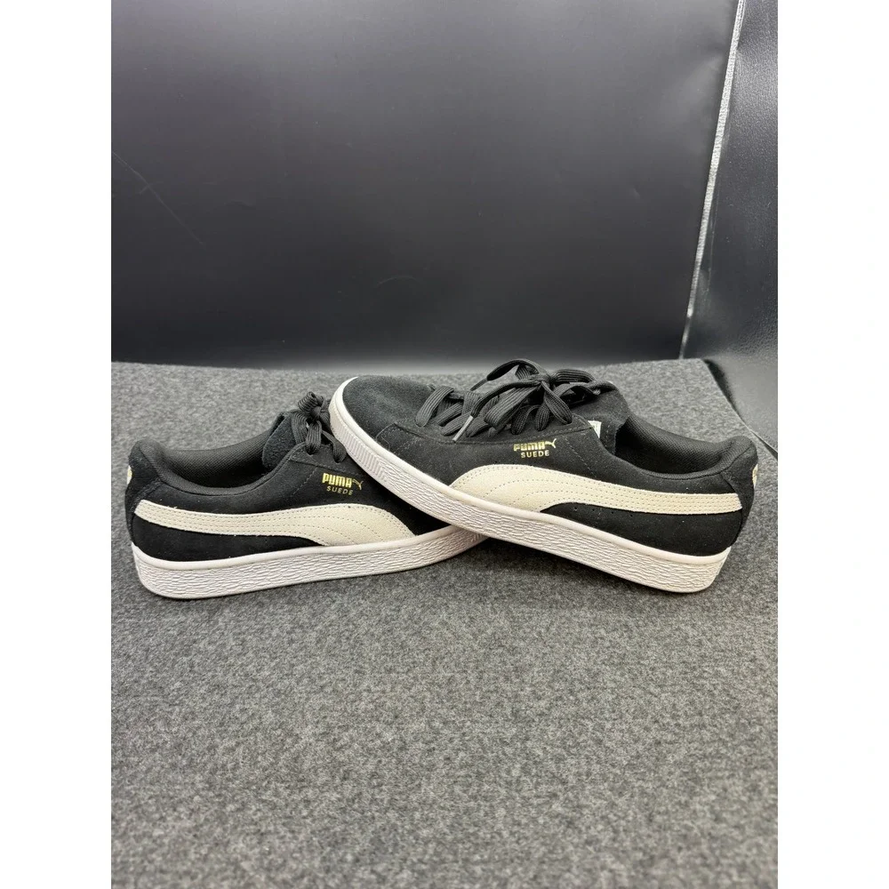Puma Suede Classic Womens Black White Low Top Sneakers 355462 01 Size 8.5